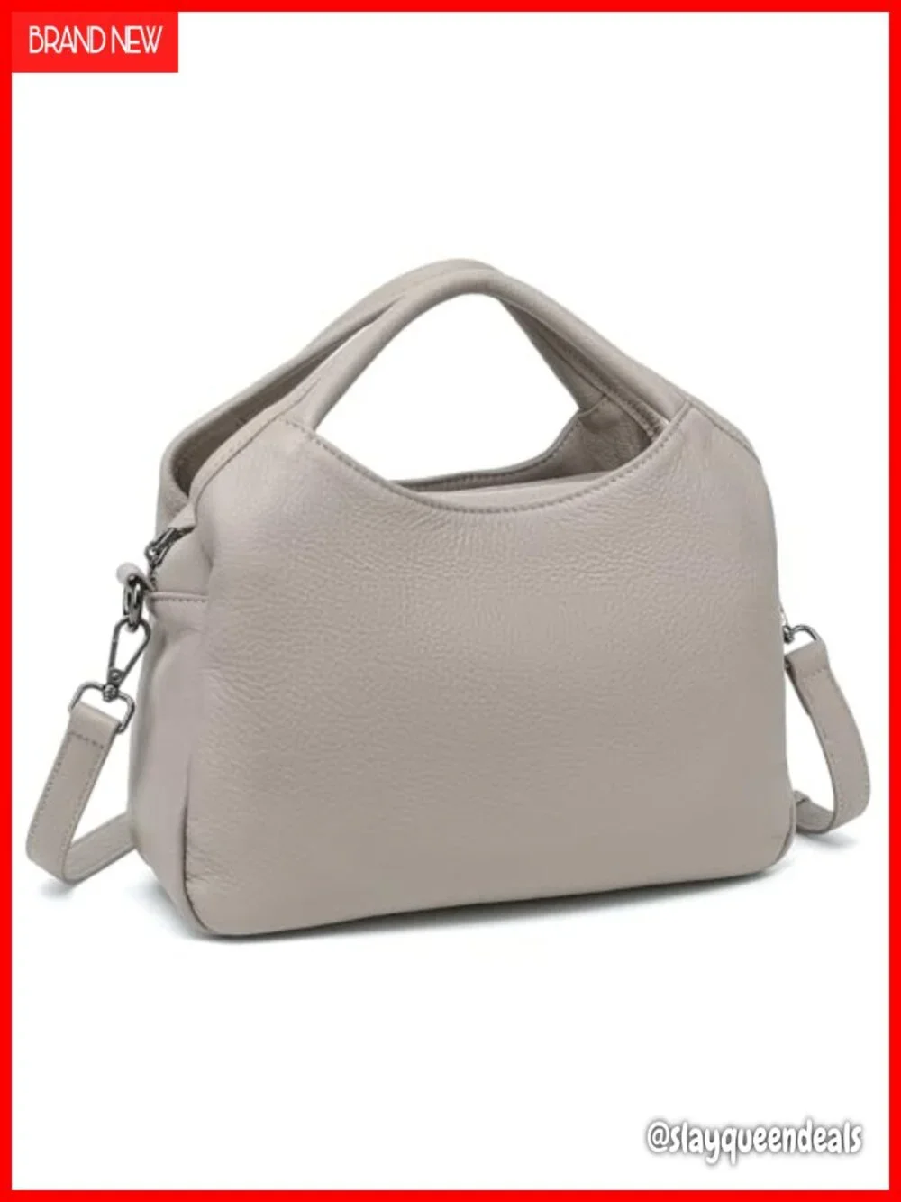 Genuine Leather Hobo Tote Satchel with Detachable Strap - 5 Pockets Purse for